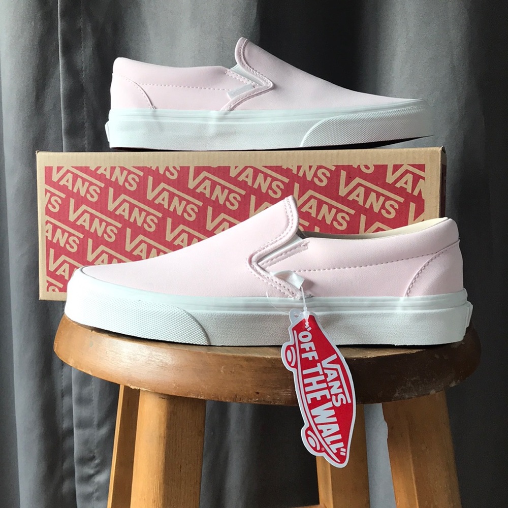 BNWT pale pink vans slip on